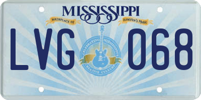 MS license plate LVG068