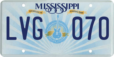 MS license plate LVG070