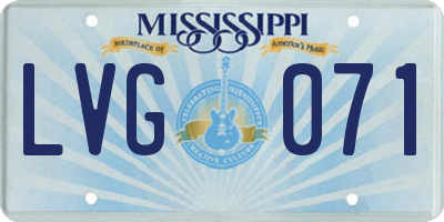 MS license plate LVG071