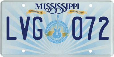 MS license plate LVG072