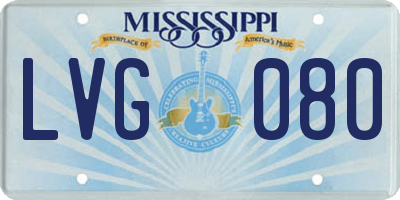 MS license plate LVG080
