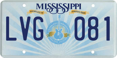 MS license plate LVG081