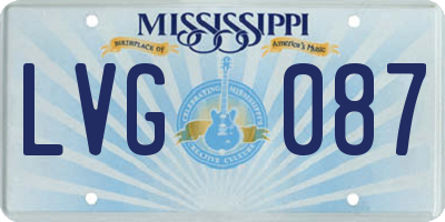 MS license plate LVG087