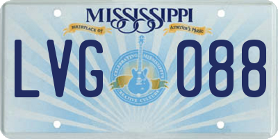 MS license plate LVG088