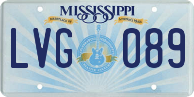 MS license plate LVG089