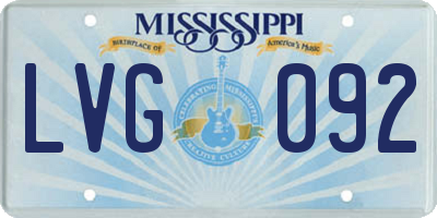 MS license plate LVG092
