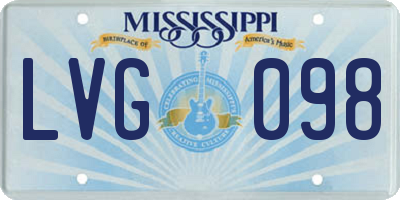 MS license plate LVG098