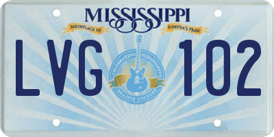 MS license plate LVG102