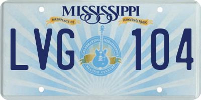 MS license plate LVG104
