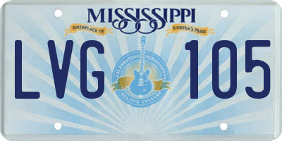 MS license plate LVG105