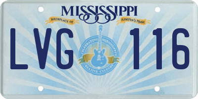 MS license plate LVG116