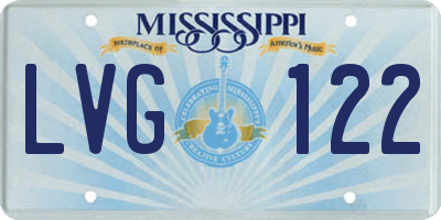MS license plate LVG122