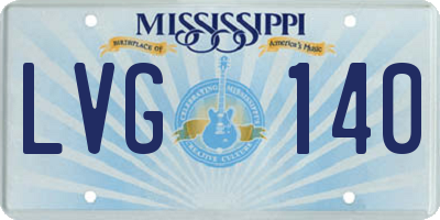 MS license plate LVG140