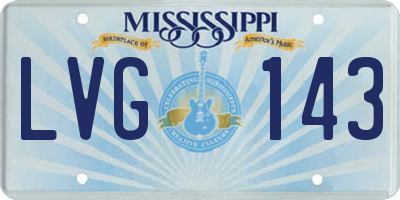 MS license plate LVG143