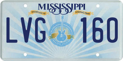 MS license plate LVG160