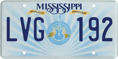 MS license plate LVG192