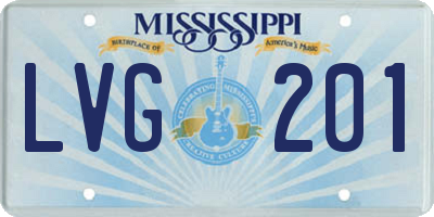 MS license plate LVG201