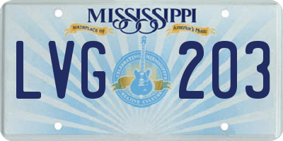 MS license plate LVG203