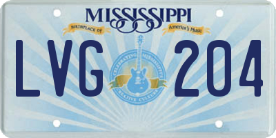 MS license plate LVG204