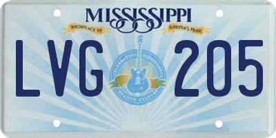 MS license plate LVG205