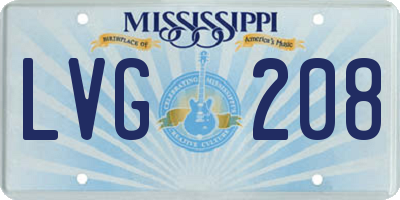 MS license plate LVG208