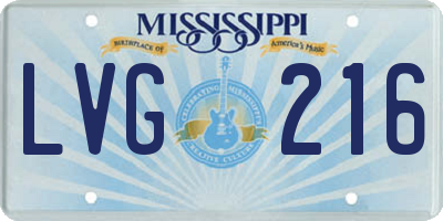 MS license plate LVG216