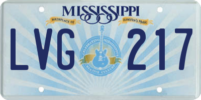 MS license plate LVG217