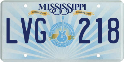 MS license plate LVG218