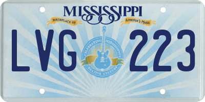 MS license plate LVG223