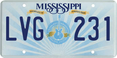 MS license plate LVG231