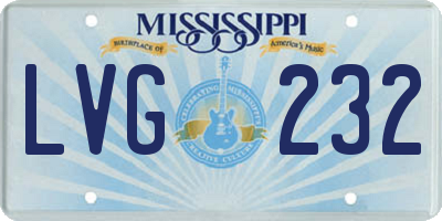 MS license plate LVG232