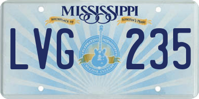 MS license plate LVG235