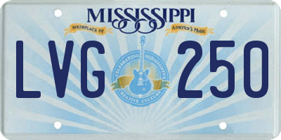MS license plate LVG250
