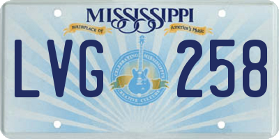 MS license plate LVG258