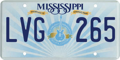 MS license plate LVG265