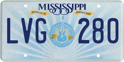 MS license plate LVG280