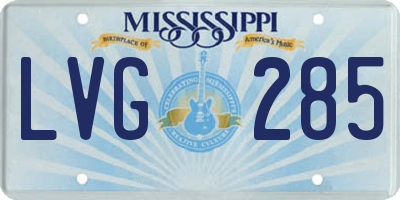 MS license plate LVG285