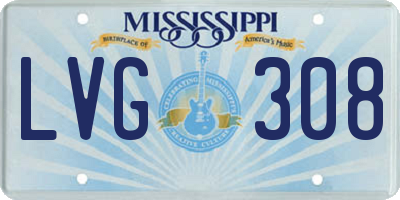 MS license plate LVG308