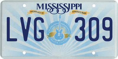 MS license plate LVG309
