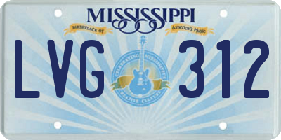MS license plate LVG312