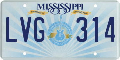 MS license plate LVG314