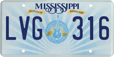 MS license plate LVG316