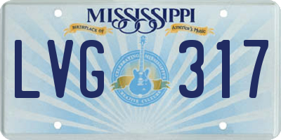 MS license plate LVG317