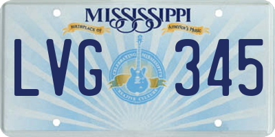MS license plate LVG345