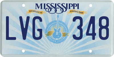 MS license plate LVG348