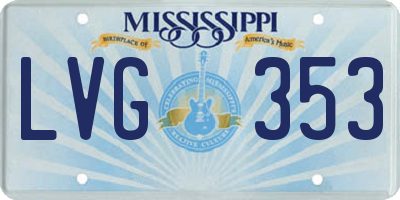 MS license plate LVG353