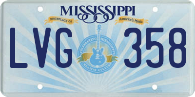 MS license plate LVG358