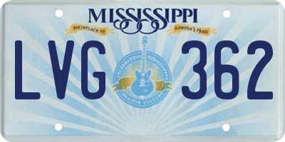 MS license plate LVG362