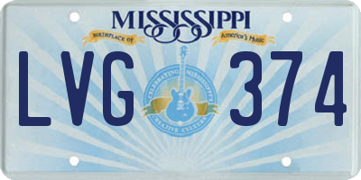 MS license plate LVG374