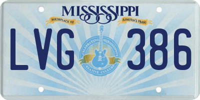 MS license plate LVG386